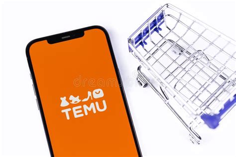 Temu Mobile Logo App on a Smartphone IPhone Screen and Trolley ...