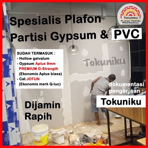 Jual Sisi Pasang Partisi Gypsum Sekat Dinding Gypsum Volume M