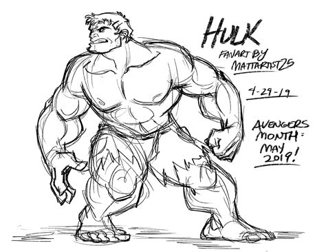 Avengers Month Sketches 01 - Hulk - 4-29-19 by Mattartist25 on DeviantArt