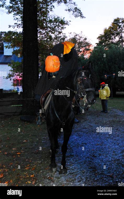 The Headless Horseman Rides At A Halloween Festival In Sleepy Hollow