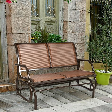 Gymax 48 Outdoor Patio Swing Glider Bench Chair Loveseat Rocker