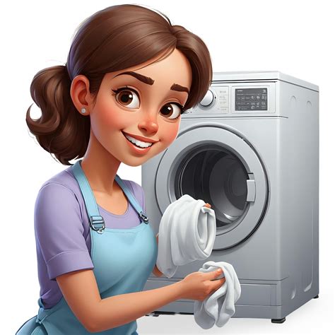 Download Woman Washing Machine Cartoon Royalty Free Stock