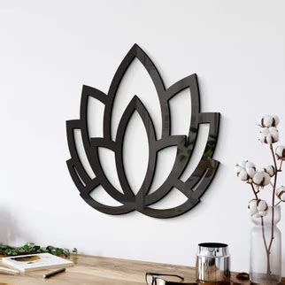 MDF Holzdeko Natur Yoga Lotusblume Wall Art De