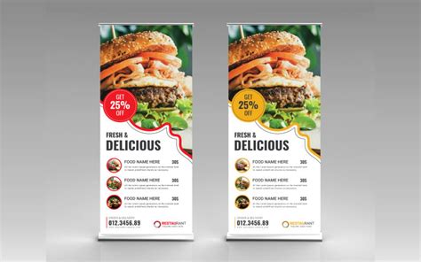 Restaurant Roll Up Banner X Banner Standee Pull Up Banner Template