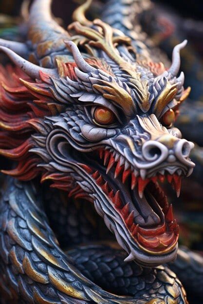 Premium Photo A Detailed Closeup Shot Of A Chinese Dragon Sculpture