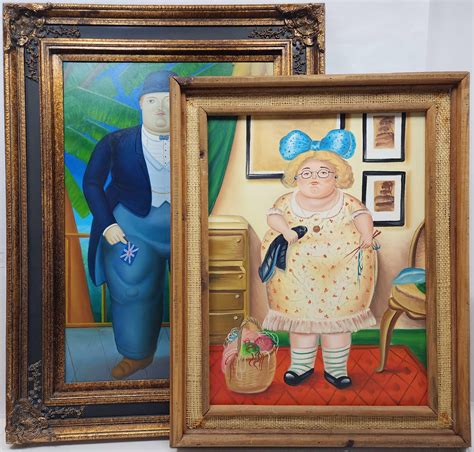 Lot - (2) After Fernando Botero Oil On Canvas Paintings