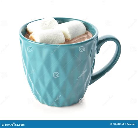 Cup Of Hot Cocoa Drink With Marshmallows Isolated On White Stock Photo Image Of Chocolate