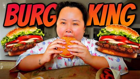 Giant Burger King Whopper and Onion Rings Mukbang 먹방 Eating Show ASMR