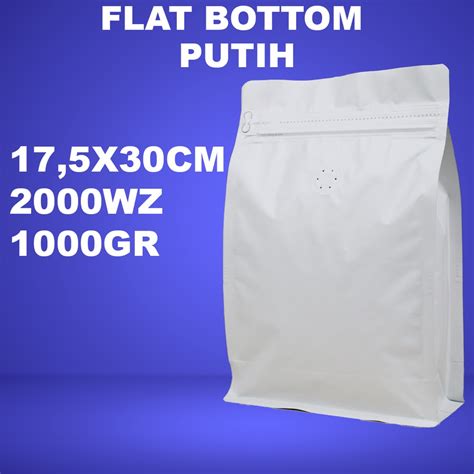 Jual Kemasan Kopi Flat Bottom Wz Kg Alufoil Putih Biji Kopi