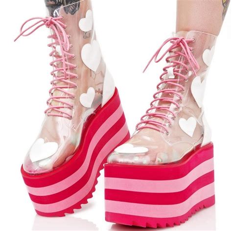 Dolls Kill Shoes Kawaii Heart Clear Platform Sneakers Poshmark