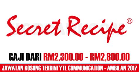 Jawatan Kosong Terbaru Di Secret Recipe Gaji Rm230000 Rm280000