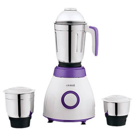 Buy Croma 500 Watt 3 Jars Mixer Grinder (Rust Resistant, White/Purple ...