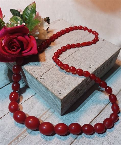 Vintage Graduated Cherry Amber Bakelite Faturan N Gem