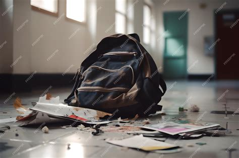 Premium Ai Image Messy School Backpack On The Floor In The Classroom