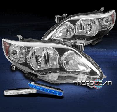 For 2011 2013 Toyota Corolla Black Headlights Headlamp W Blue LED DRL