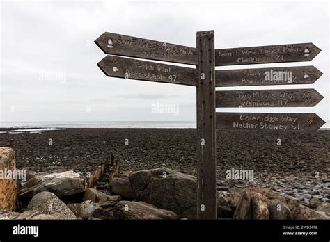 South West Coast Path Sign Lynmouth At Lynton And Lynmouth Devon Uk