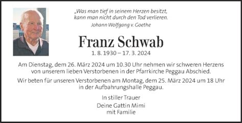 Traueranzeigen Von Franz Schwab Trauer Kleinezeitung At