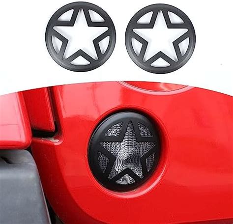 Rt Tcz For Wrangler Jk Front Turn Signal Light Cover Guard Aluminum Star Front