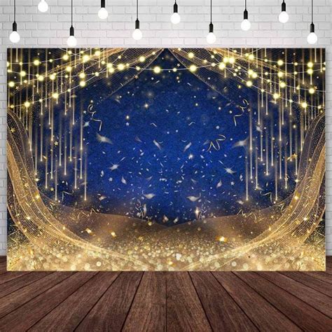 7x5ft Royal Blue and Gold Party Photo Backdrop Gold Dripping Glitter ...