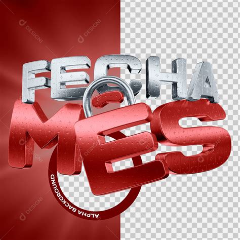 Fecha Mês Selo 3D Branco e Vermelho para Composição PSD download