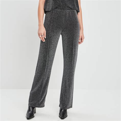 Pantalon de soirée fluide gris argent femme La Halle