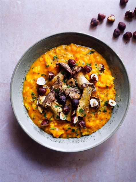 Risotto au potimarron champignons et noisettes grillées Clemfoodie