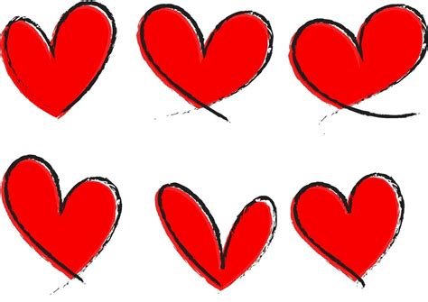 Set Of Red Heart Hand Drawn Isolated 2310671 Vector Art At Vecteezy