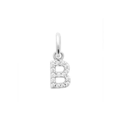 Pendentif Lettre B Argent Rhodi Et Zirconiums Mm Bijouterie