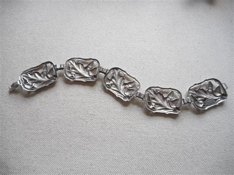 Vintage Sterling Silver Oxidized Danecraft Acorn Oakleaf Link Bracelet