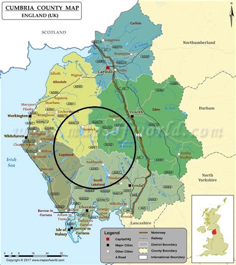 Cumbria County Map | Map of Cumbria County, England | Cumbria, County ...