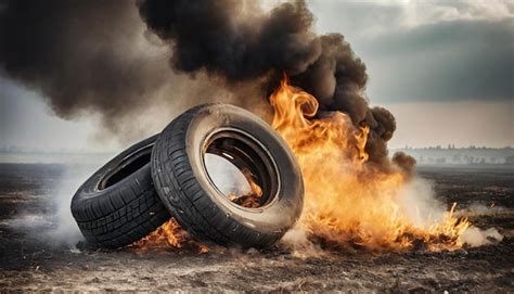 Premium Photo | Burning old car tires with dark toxic smoke Hot flame