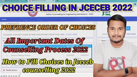 How To Do Choice Filling In Jceceb Counselling 2023 Btech Choice