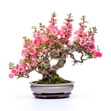 Premium AI Image Pink Blooming Snapdragon Bonsai Minimalist Brushwork