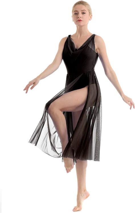 Amazon Agoky Women S Lyrical Contemporary Dance Dress Mesh Sheer