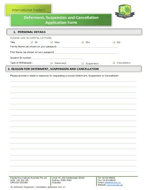 Fillable Online Deferment Suspension And Cancellation Fax Email Print