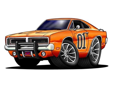 Dodge Charger General Lee | Cartoon car drawing, Car cartoon, Cars movie