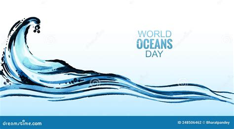 World Ocean Day Celebration Sea Wave Banner Design Stock Illustration