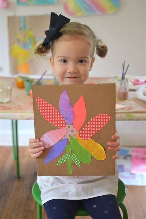 Rainbow Flower Collage Preschool Arts And Crafts Spring Art Projects