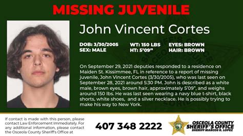 Missing Juvenile John Vincent Cortes