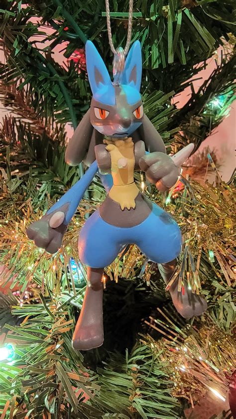 Custom Pokémon Lucario Christmas Ornament Etsy