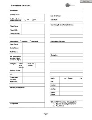 Fillable Online Gp Network Townsville Health Service District