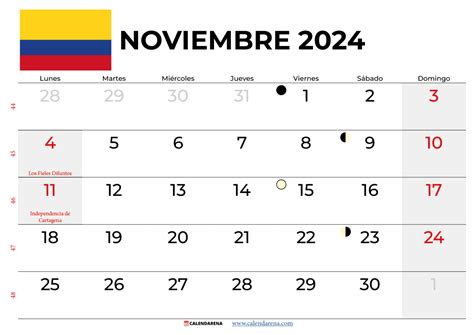 Calendario Noviembre Colombia Para Imprimir