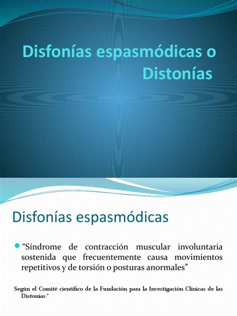 Disfonías Espasmódicas Pdf Distonia Sistema Nervioso