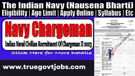 Apply Now Online For Navy Chargeman Posts Recruitment