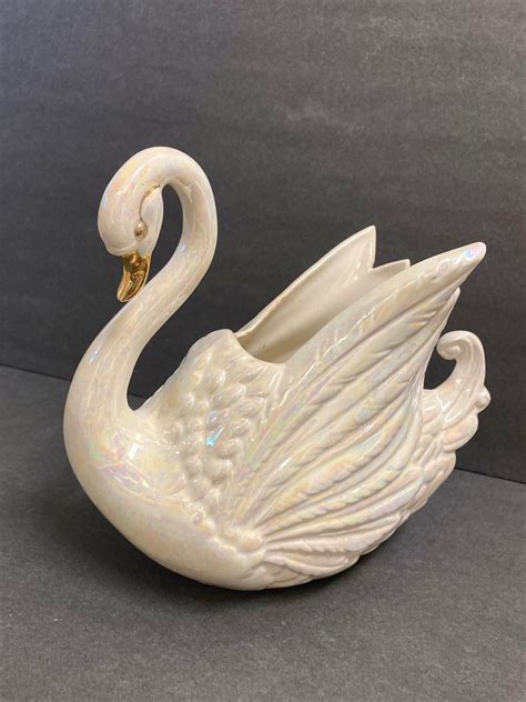 Beautiful Ceramic Swan Is A Vintage Plant Pot And The Etsy