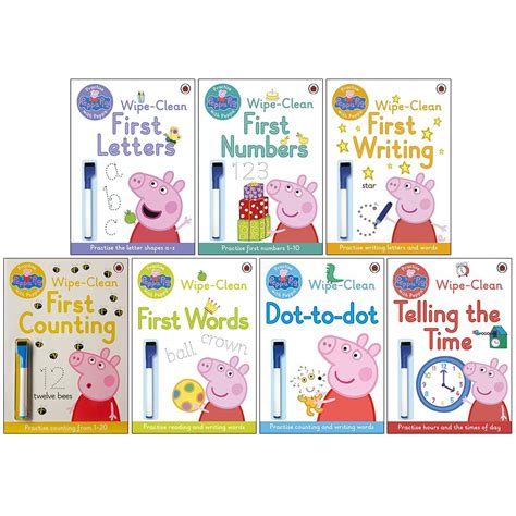 Peppa Pig Collection Books Set Wipe Clean First Letters Wipe Clean