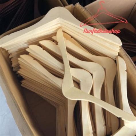 Jual 100pcs Hanger Kayu Natural Dewasa Kualitas Premium Shopee Indonesia