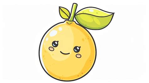 Cute Cartoon Lemon With A Smiling Face And Big Eyes Premium Ai