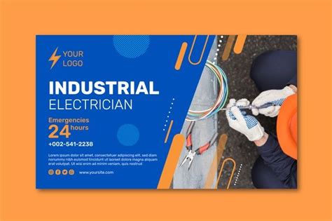 Premium Vector | Industrial electrician banner design | Banner, Free