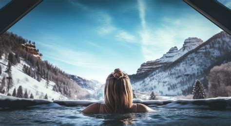 AI Generated A Woman Enjoying The Winter In A Hot Tub Stock